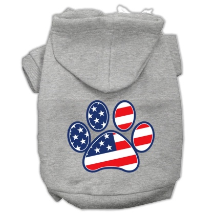 Patriotic Paw Screen Print Pet Hoodies Grey L