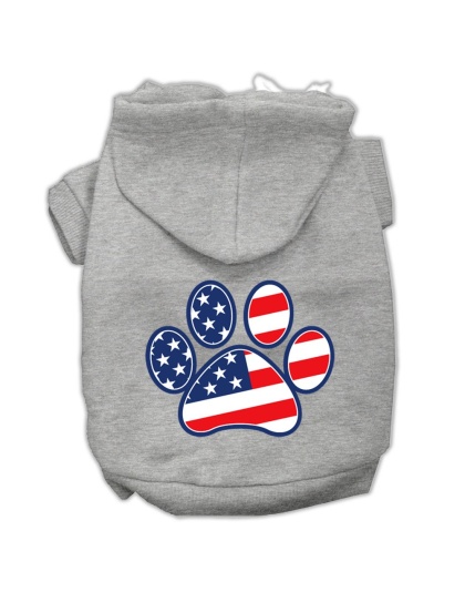 Patriotic Paw Screen Print Pet Hoodies Grey L