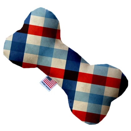 Patriotic Plaid 10 inch Canvas Bone Dog Toy