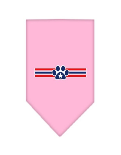 Patriotic Star Paw Screen Print Bandana Light Pink Large