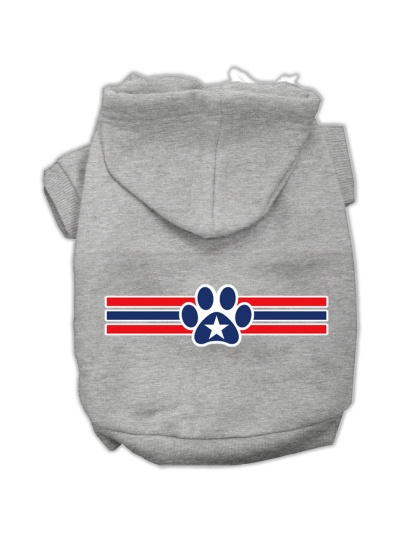 Patriotic Star Paw Screen Print Pet Hoodies Grey L