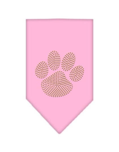 Paw Gold Rhinestone Bandana Light Pink Large