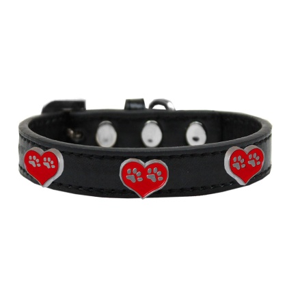 Paw Heart Widget Dog Collar Black Size 10