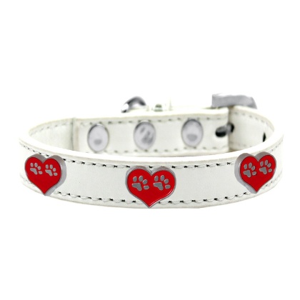 Paw Heart Widget Dog Collar White Size 10