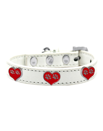 Paw Heart Widget Dog Collar White Size 10