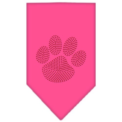 Paw Red Rhinestone Bandana Bright Pink Large