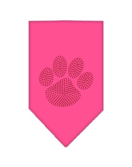 Paw Red Rhinestone Bandana Bright Pink Large