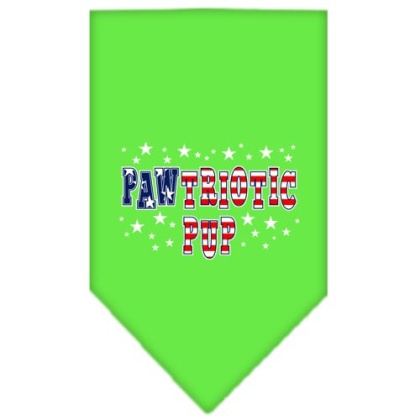 Pawtriotic Pup Screen Print Bandana Lime Green Large