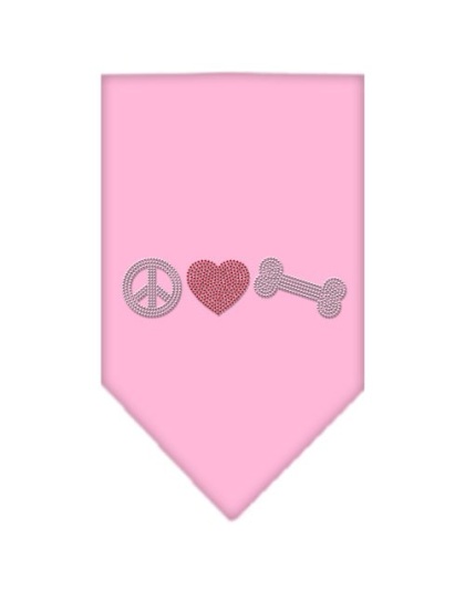 Peace Love Bone Rhinestone Bandana Light Pink Large