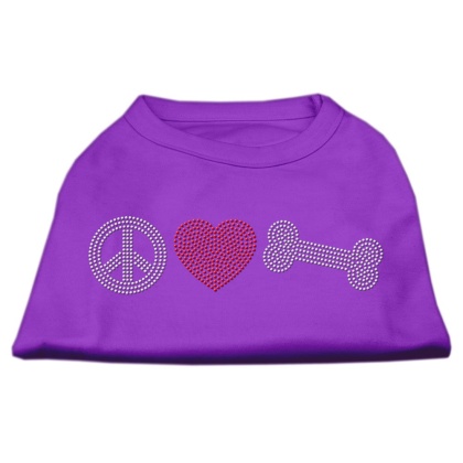 Peace Love and Bone Rhinestone Shirt Purple L