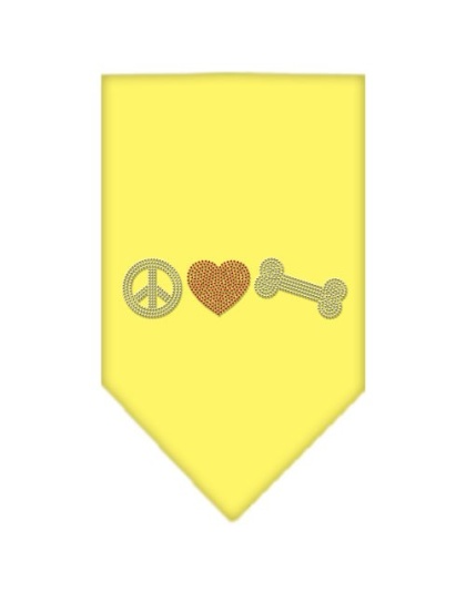 Peace Love Bone Rhinestone Bandana Yellow Large