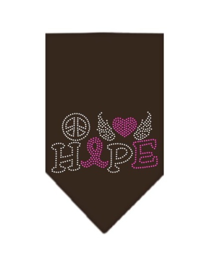 Peace Love Hope Breast Cancer Rhinestone Pet Bandana Cocoa Size Large