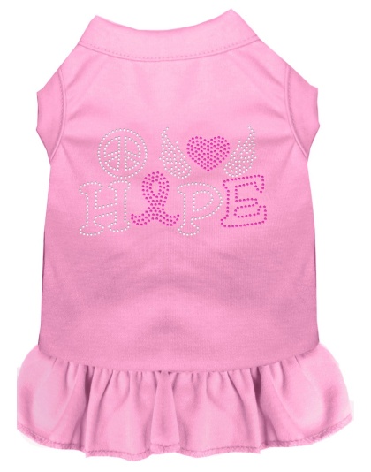 Peace Love Hope Breast Cancer Rhinestone Pet Dress Light Pink 4X
