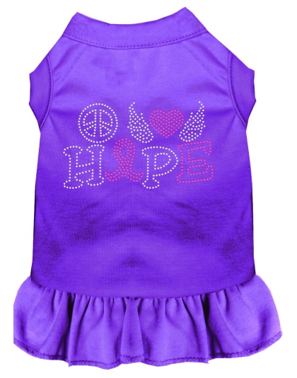 Peace Love Hope Breast Cancer Rhinestone Pet Dress Purple 4X