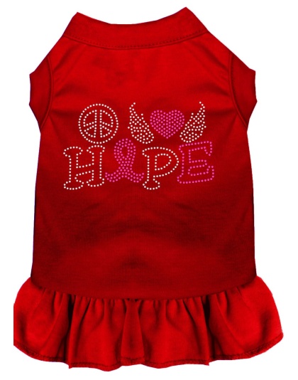 Peace Love Hope Breast Cancer Rhinestone Pet Dress Red 4X