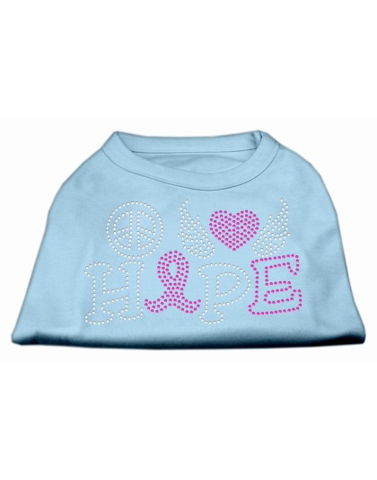 Peace Love Hope Breast Cancer Rhinestone Pet Shirt Baby Blue Lg