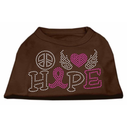 Peace Love Hope Breast Cancer Rhinestone Pet Shirt Brown Lg