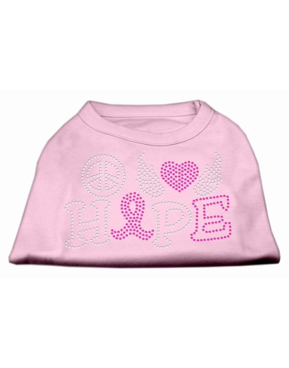 Peace Love Hope Breast Cancer Rhinestone Pet Shirt Light Pink Lg