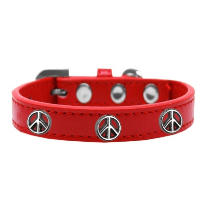 Peace Sign Widget Dog Collar Red Size 10