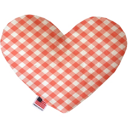 Peach Plaid 6 inch Canvas Heart Dog Toy