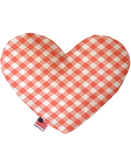 Peach Plaid 6 inch Canvas Heart Dog Toy