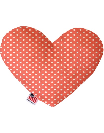 Peach Polka Dots 6 inch Canvas Heart Dog Toy