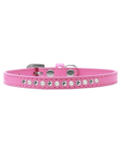 Pearl and Clear Crystal Size 10 Bright Pink Puppy Collar