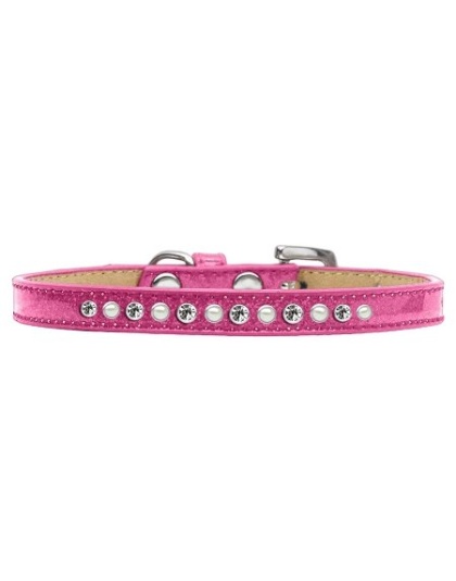 Pearl and Clear Crystal Size 10 Pink Puppy Ice Cream Collar
