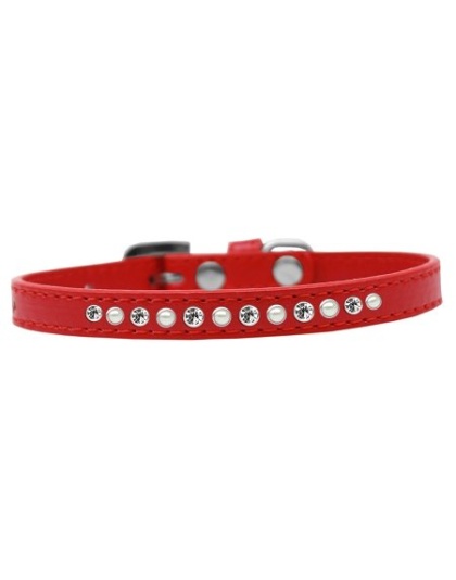 Pearl and Clear Crystal Size 10 Red Puppy Ice Cream Collar