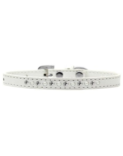 Pearl and Clear Crystal Size 10 White Puppy Collar