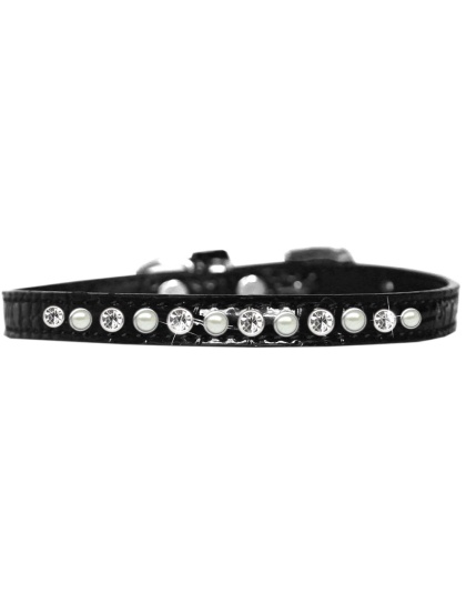 Pearl and Clear Jewel Croc Dog Collar Black Size 10