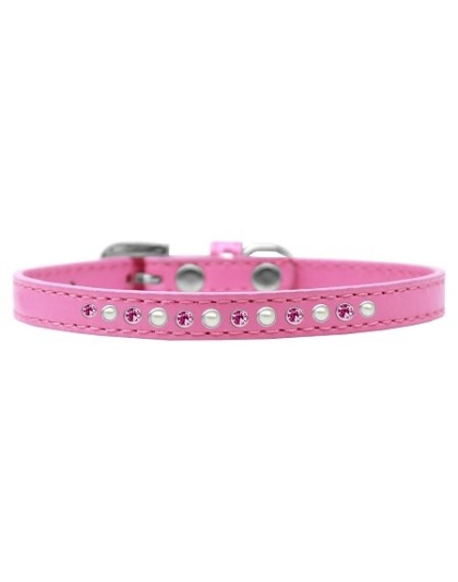 Pearl and Pink Crystal Size 10 Bright Pink Puppy Collar
