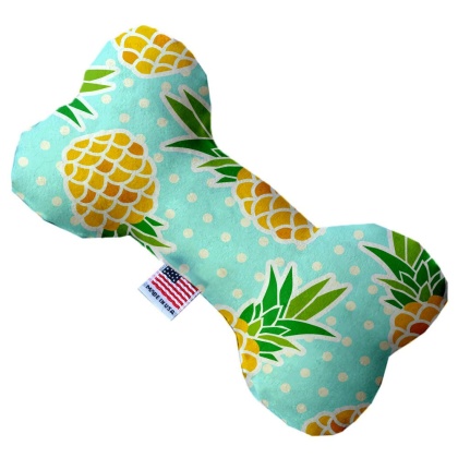 Pineapples and Polka Dots 10 inch Canvas Bone Dog Toy