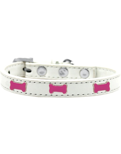 Pink Bone Widget Dog Collar White Size 10