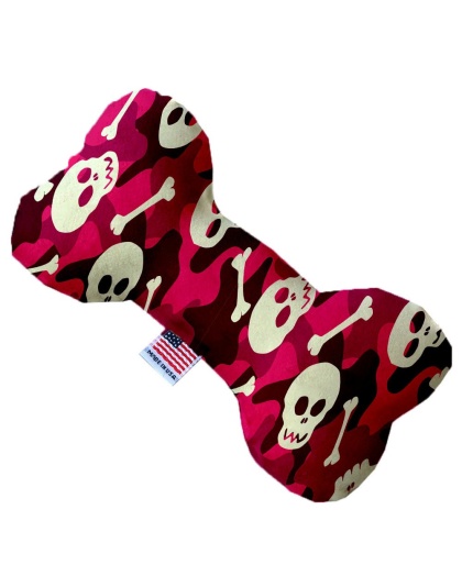 Pink Camo Skulls 10 Inch Canvas Bone Dog Toy