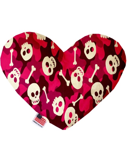 Pink Camo Skulls 6 Inch Canvas Heart Dog Toy