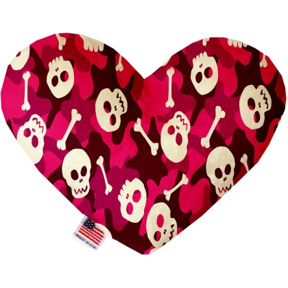 Pink Camo Skulls 6 Inch Heart Dog Toy