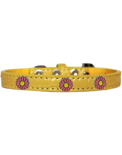 Pink Daisy Widget Croc Dog Collar Yellow Size 10