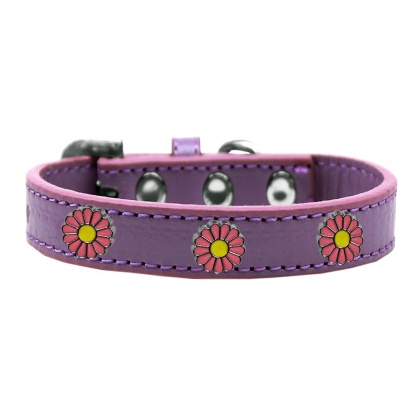 Pink Daisy Widget Dog Collar Lavender Size 10