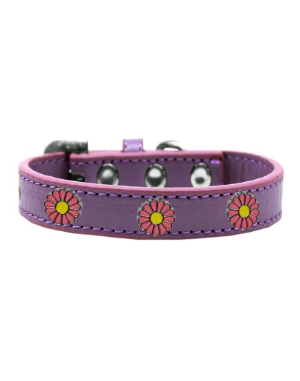 Pink Daisy Widget Dog Collar Lavender Size 10