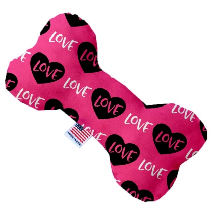 Pink Love 10 inch Canvas Bone Dog Toy