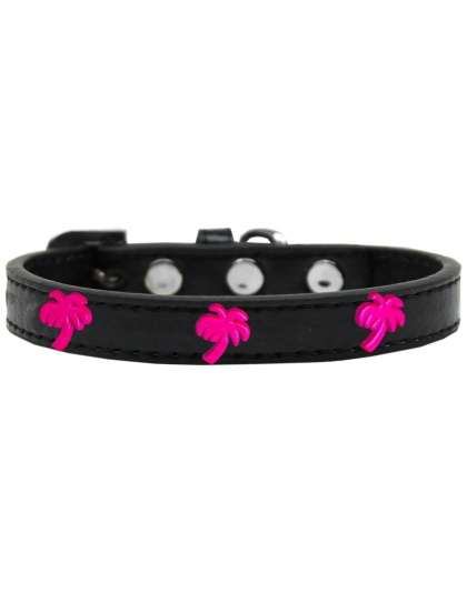 Pink Palm Tree Widget Dog Collar Black Size 10