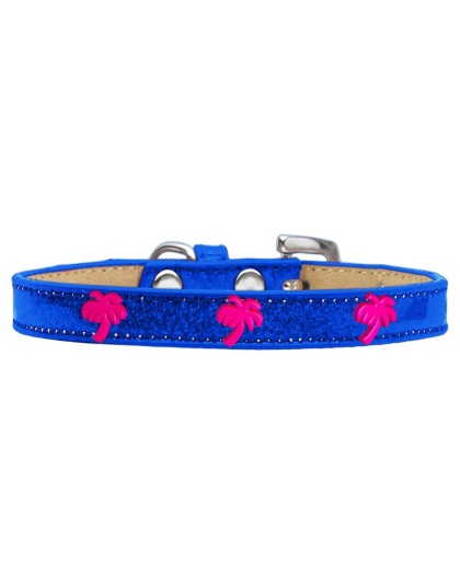 Pink Palm Tree Widget Dog Collar Blue Ice Cream Size 10