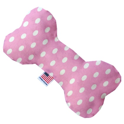 Pink Polka Dots 10 inch Canvas Bone Dog Toy