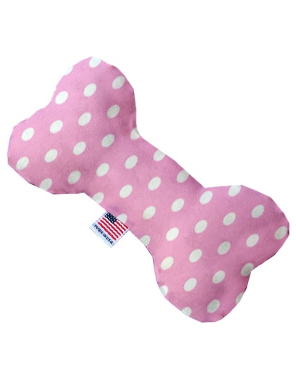 Pink Polka Dots 10 inch Canvas Bone Dog Toy