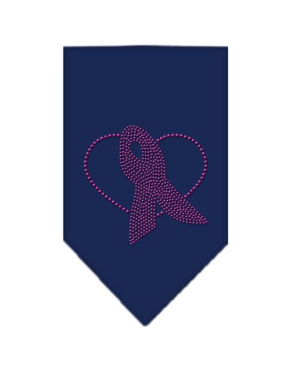 Pink Ribbon Rhinestone Bandana Navy Blue large