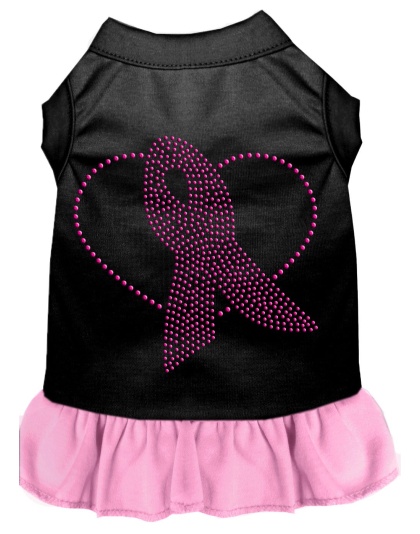 Pink Ribbon Rhinestone Dress Black with Light Pink Lg