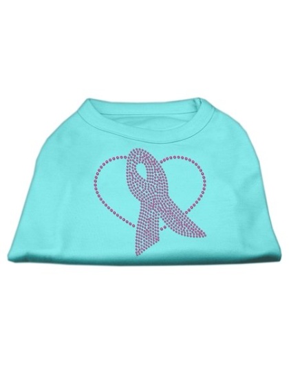 Pink Ribbon Rhinestone Shirts Aqua L