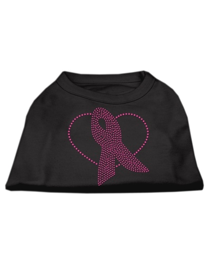 Pink Ribbon Rhinestone Shirts Black L