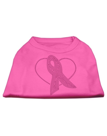 Pink Ribbon Rhinestone Shirts Bright Pink L